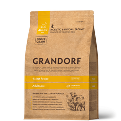 Grandorf 4 Meat Adult Mini Breeds - Грандорф сухий комплексний корм з пробіотиком для дорослих собак міні порід 4 види м'яса
