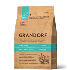 Grandorf 4 Meat Recipe Adult Medium & Maxi Breeds - Грандорф сухий комплексний корм з пробіотиком для дорослих собак середніх та великих порід 4 види м'яса