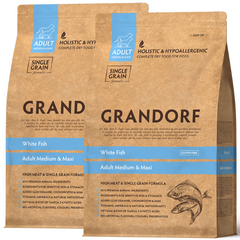 Grandorf White Fish Adult Medium & Maxi Breeds - Грандорф сухий комплексний корм для дорослих собак середніх та великих порід з рибою, 1 кг (2 шт) + Poo Bags одноразові пакетики без запаху 120 шт